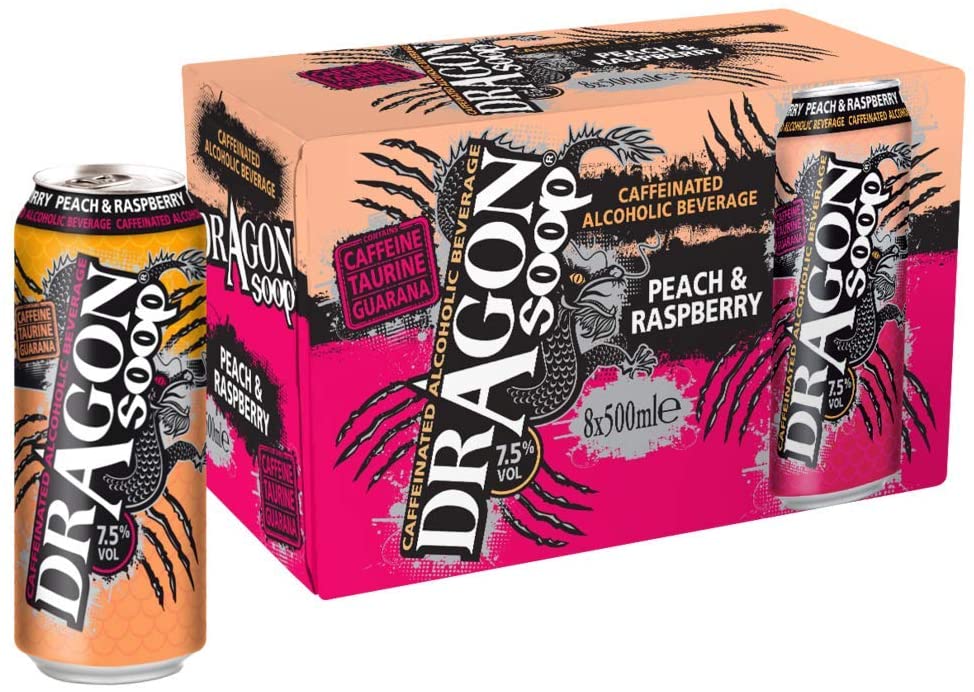 Dragon Soop Peach & Raspberry Caffeinated Alcoholic Beverage 500ml Can