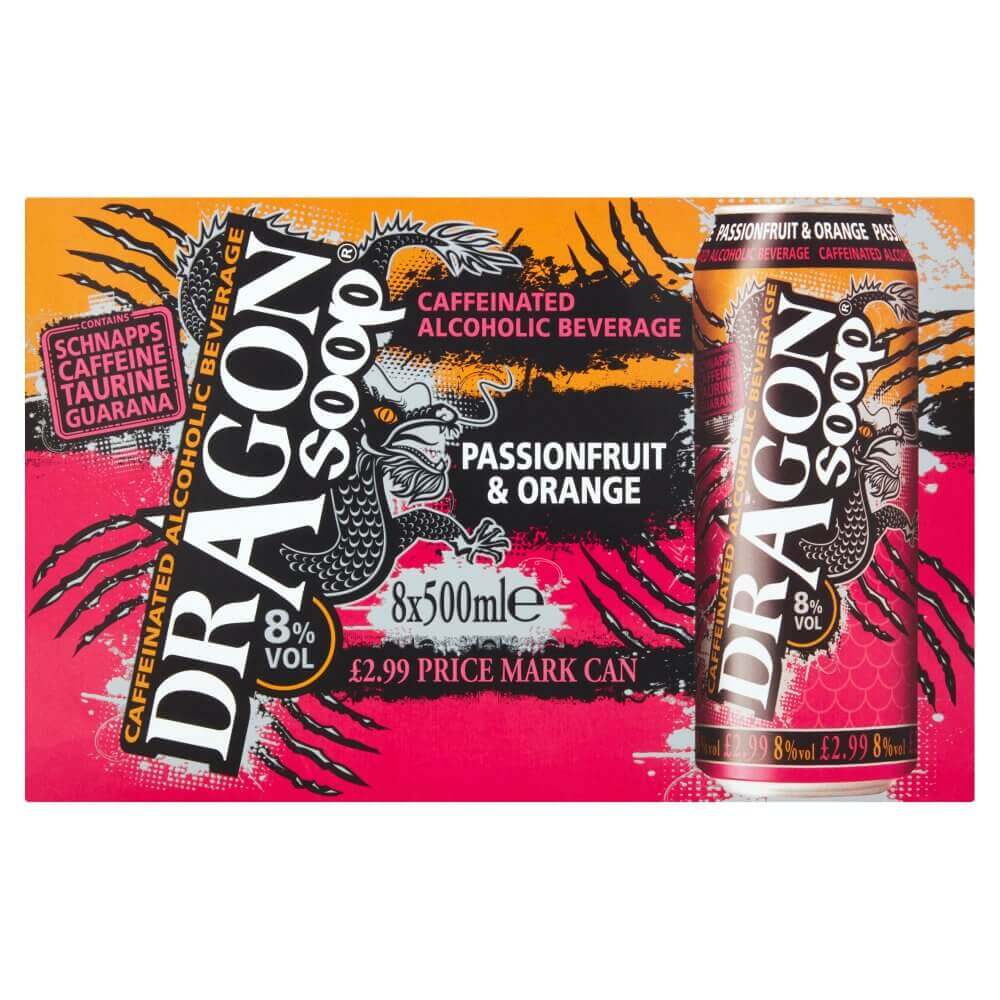 Dragon Soop Passion Fruit & Orange Caffeinated Alcoholic Beverage 500ml